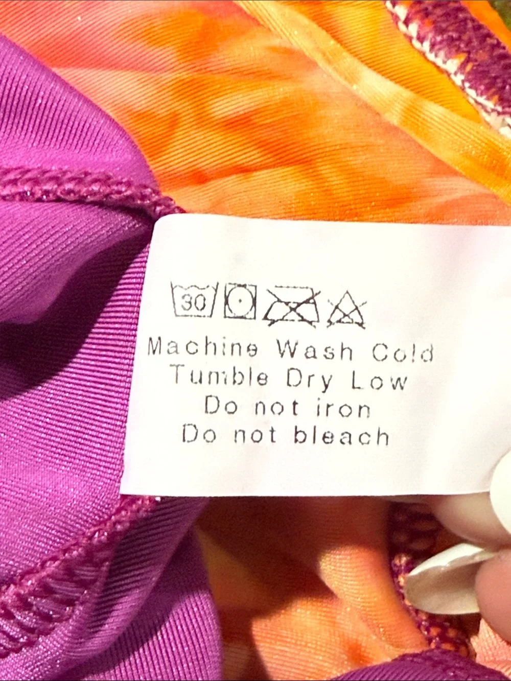 Motionwear Girls Orange Print & Purple Velvet Gymnastics Leotard Sz 6X 7 b77